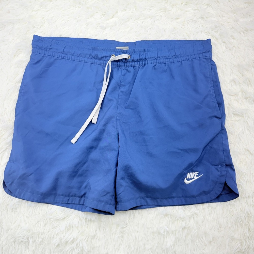 Nike Sportswear Woven Shorts Mens S Blue Mesh Lined Drawstring Swoosh Logo Flow